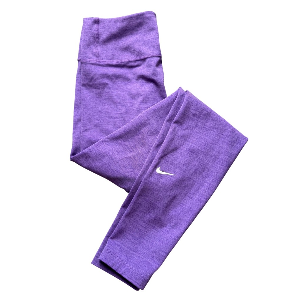 Nike One Dri-FIT Girls Purple Heathered Athletic Leggings Tights, L